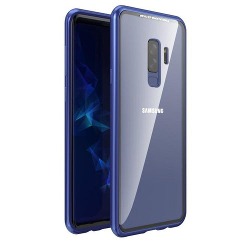 New Magnetic Metallic Adsorption Flip Phone Case Glass Back Cover for Samsung Galaxy S9 S8 S7 Edge Series