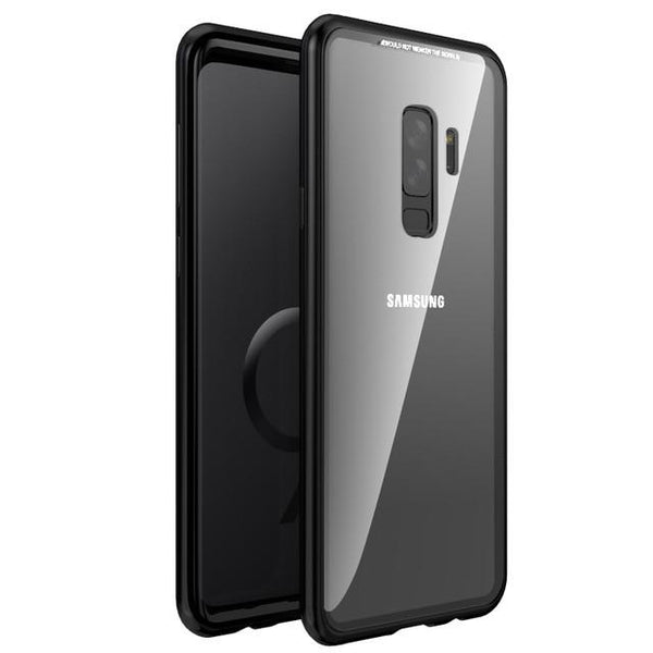 New Magnetic Metallic Adsorption Flip Phone Case Glass Back Cover for Samsung Galaxy S9 S8 S7 Edge Series