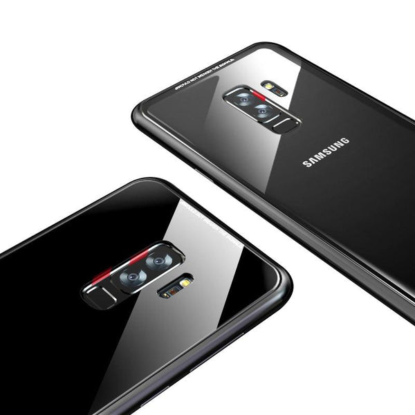 New Magnetic Metallic Adsorption Flip Phone Case Glass Back Cover for Samsung Galaxy S9 S8 S7 Edge Series