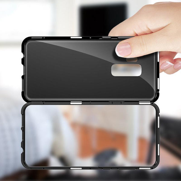 New Magnetic Metallic Adsorption Flip Phone Case Glass Back Cover for Samsung Galaxy S9 S8 S7 Edge Series