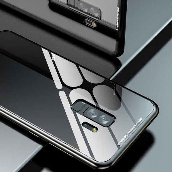 New Magnetic Metallic Adsorption Flip Phone Case Glass Back Cover for Samsung Galaxy S9 S8 S7 Edge Series