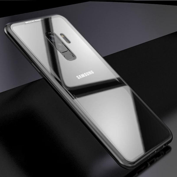 New Magnetic Metallic Adsorption Flip Phone Case Glass Back Cover for Samsung Galaxy S9 S8 S7 Edge Series
