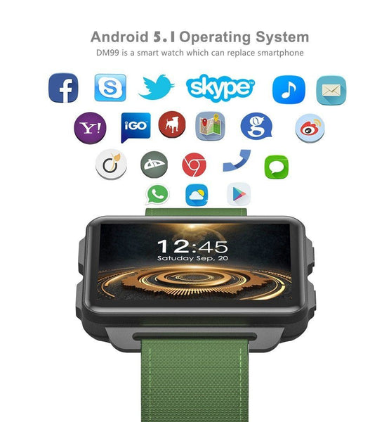New 2.2" IPS Screen 1GB/16GB Quad Core Android Smartwatch with Bluetooth GPS Wifi for Andriod IOS Windows
