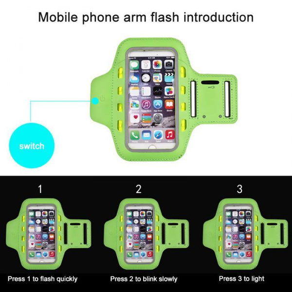 Newly LED Universal Armband Sweatproof 4.7/5.5 Inch Phone Arm Band for Sports Fitness Running iPhone Android Windows