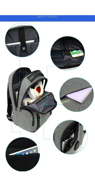 New Large Capacity Anti-Theft 15.6'' Laptop Backpacks Water-Repellent USB Charge Leisure Travel Backpack