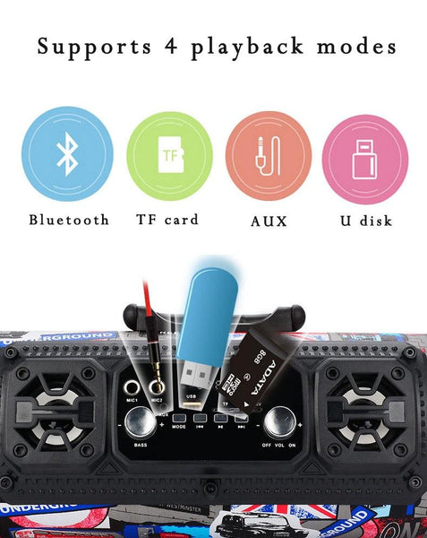 New HIFI Portable Bluetooth Speaker FM Radio 3D Sound Wireless Surround TV Sound Bar Subwoofer With Mic For IOS Android