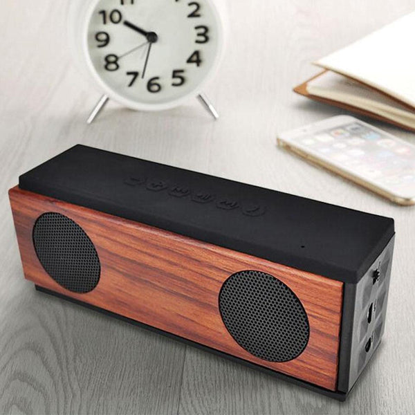 New Wireless Bluetooth Wood Portable Subwoofer Hifi Column Bass USB Soundbar Desktop Speaker For iOS Android