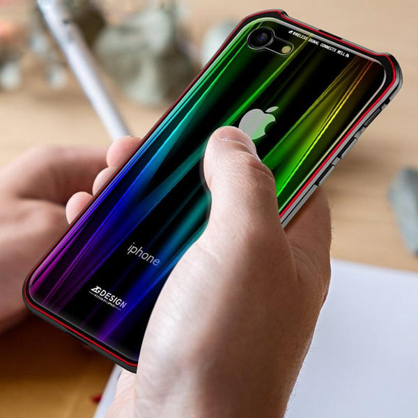 New Laser -Colored Design Magnetic Metal Frame Shell Phone Case Cover For iPhone XS XR X 8 Series