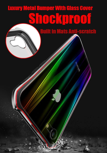 New Laser -Colored Design Magnetic Metal Frame Shell Phone Case Cover For iPhone XS XR X 8 Series