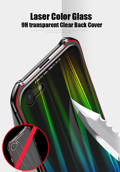 New Laser -Colored Design Magnetic Metal Frame Shell Phone Case Cover For iPhone XS XR X 8 Series