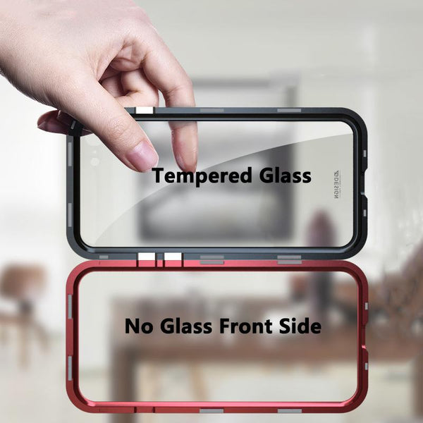 New Bulit-In Magnetic Luxury Anti-Shock Metal Frame Glass Case Cover For iPhone 11 Pro Max XS XR Samsung Galaxy S20 Series