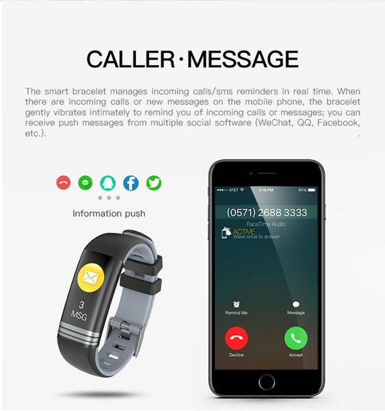 New Fitness Bracelet Blood Pressure Heart Rate Monitor Smart Band Watch Multi-Sport Mode For iPhone Android