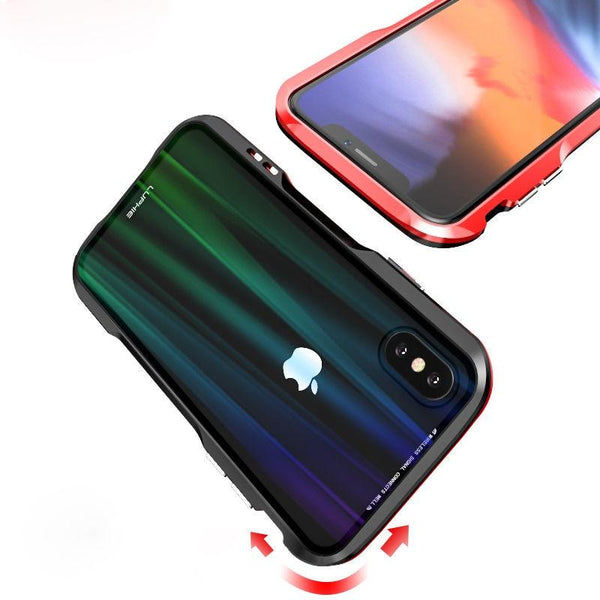 New Luxury Magnetic Alloy Metallic Armor Frame With 9H Steel Backboard Case For Apple iPhone XS XR Series