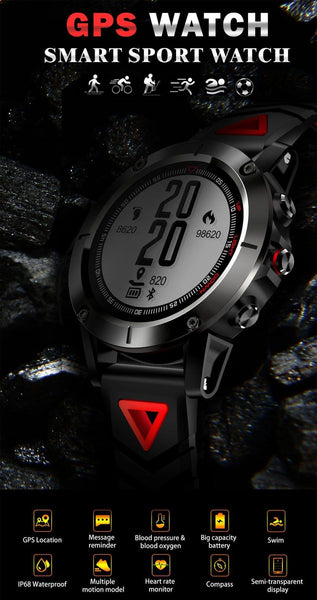 New GPS Compass Transparent Screen IP68 Speedometer Sport Watch Heart Rate Monitor Multi-Sport Fitness Tracker Smartwatch