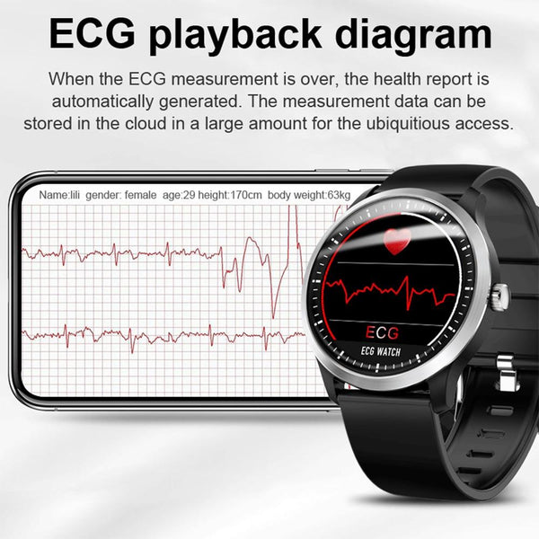 New Smart Watch Electrocardiogram Measurement Smartwatch Heart Rate Fitness Tracker 3D UI Multi-Sport Watch
