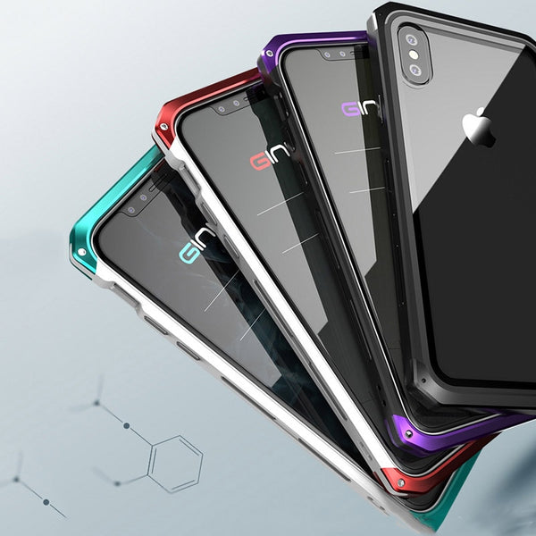 New Luxury Metal Glass Aluminum Bumper Coque Case Bumper Cover For iPhone X XS Series