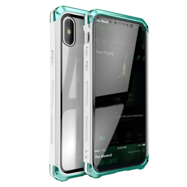 New Luxury Metal Glass Aluminum Bumper Coque Case Bumper Cover For iPhone X XS Series