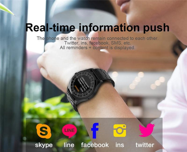 New Men Business Bluetooth Smart Watch Wristwatch Heart Rate Monitor Blood Pressure Fitness Tracker Smartwatch for Android iPhone Windows