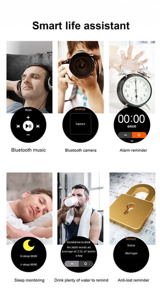 New Men Business Bluetooth Smart Watch Wristwatch Heart Rate Monitor Blood Pressure Fitness Tracker Smartwatch for Android iPhone Windows