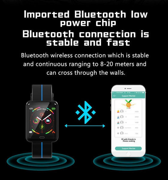 New Smart Sport Watch 1.3 Inch Touch Screen Heart Rate Monitoring Blood Pressure Bracelet For iPhone Android