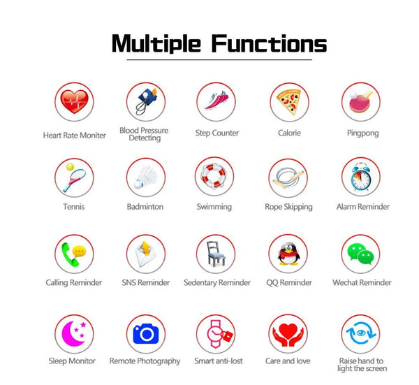 New Smart Sport Watch 1.3 Inch Touch Screen Heart Rate Monitoring Blood Pressure Bracelet For iPhone Android
