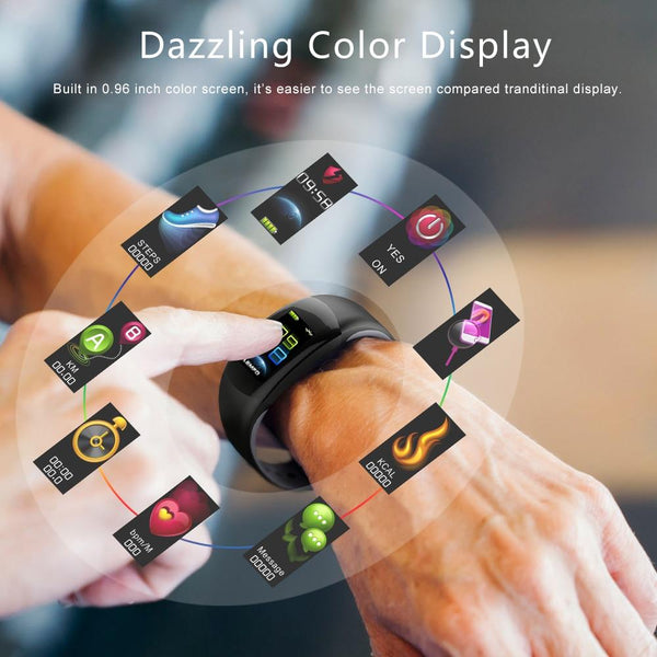 New Smart Fitness Bracelet Big 3D Display Heart Rate Monitor Waterproof Pedometer Smart Band Watch For iPhone Android