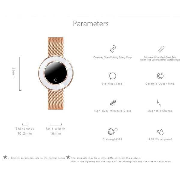 New Lady Smart Bracelet Watch IP68 Waterproof Steel Strap Heart Rate Blood Pressure Tracker Smart Watch For iPhone Android