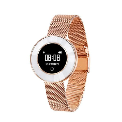 New Lady Smart Bracelet Watch IP68 Waterproof Steel Strap Heart Rate Blood Pressure Tracker Smart Watch For iPhone Android