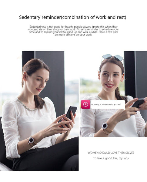 New Lady Smart Bracelet Watch IP68 Waterproof Steel Strap Heart Rate Blood Pressure Tracker Smart Watch For iPhone Android