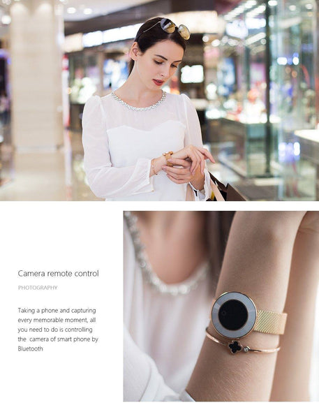 New Lady Smart Bracelet Watch IP68 Waterproof Steel Strap Heart Rate Blood Pressure Tracker Smart Watch For iPhone Android