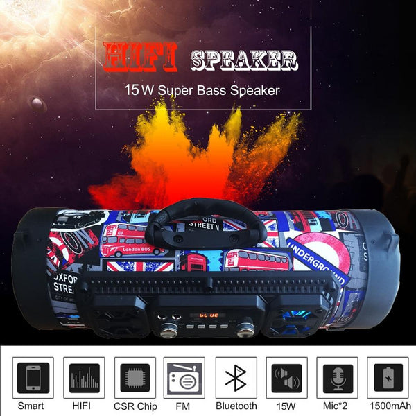 New HIFI Portable Bluetooth Speaker FM Radio 3D Sound Wireless Surround TV Sound Bar Subwoofer With Mic For IOS Android