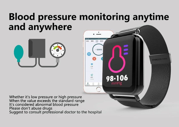 New IP67 Waterproof Dynamic Blood Oxygen Pressure Pedometer Fitness Tracker Heart Rate Smartwatch For Android iPhones