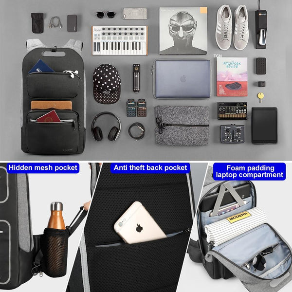 New Fashion Compact School 15.6 Inch Laptop Student College Business Smart Backpack With USB Charging Anti-Theft