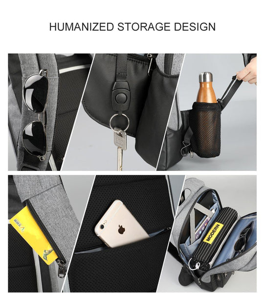 New Fashion Compact School 15.6 Inch Laptop Student College Business Smart Backpack With USB Charging Anti-Theft