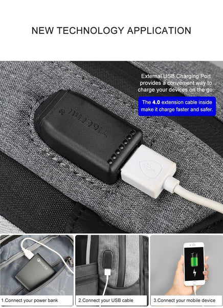 New Fashion Compact School 15.6 Inch Laptop Student College Business Smart Backpack With USB Charging Anti-Theft