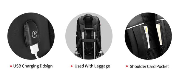 NEW 15.6 Inch Laptop Travel Backpack Water Repellent Functional Rucksack With USB Charging Port