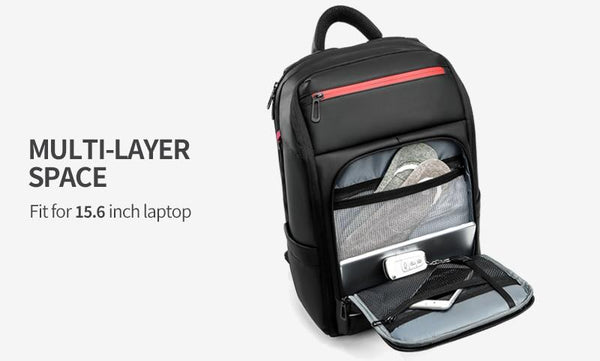 NEW 15.6 Inch Laptop Travel Backpack Water Repellent Functional Rucksack With USB Charging Port