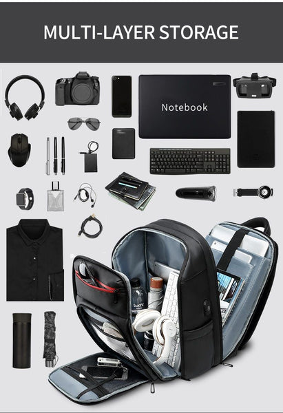 NEW 15.6 Inch Laptop Travel Backpack Water Repellent Functional Rucksack With USB Charging Port