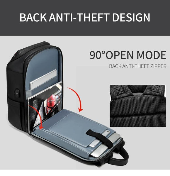 NEW 15.6 Inch Laptop Travel Backpack Water Repellent Functional Rucksack With USB Charging Port