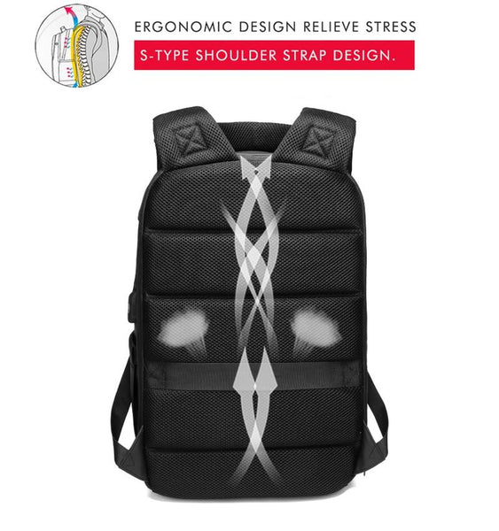 NEW 15.6 Inch Laptop Travel Backpack Water Repellent Functional Rucksack With USB Charging Port