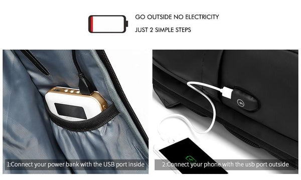 NEW 15.6 Inch Laptop Travel Backpack Water Repellent Functional Rucksack With USB Charging Port