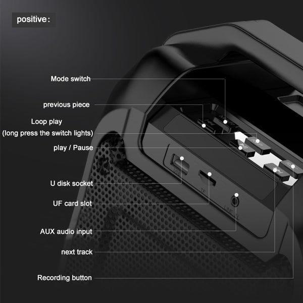 New Bluetooth Portable LED Light Wireless Outdoor Speaker Mini Subwoofer For iPhone Android