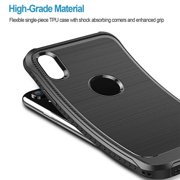 New Luxury Brushed Carbon Fiber Anti-Slip Cover Protective Phone Case For iPhone X XS Max XR