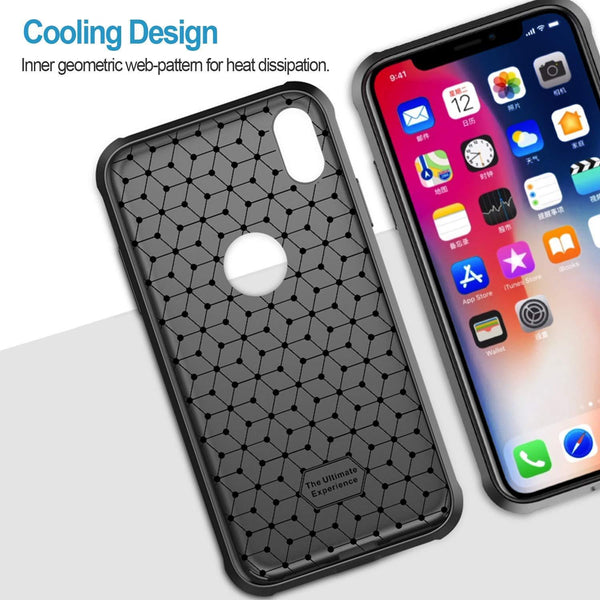 New Luxury Brushed Carbon Fiber Anti-Slip Cover Protective Phone Case For iPhone X XS Max XR