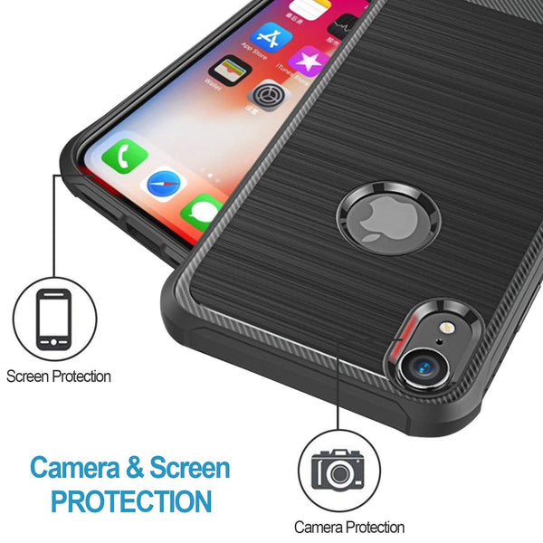 New Luxury Brushed Carbon Fiber Anti-Slip Cover Protective Phone Case For iPhone X XS Max XR