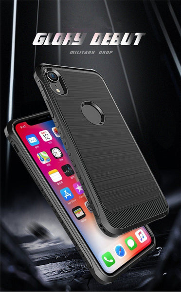 New Luxury Brushed Carbon Fiber Anti-Slip Cover Protective Phone Case For iPhone X XS Max XR
