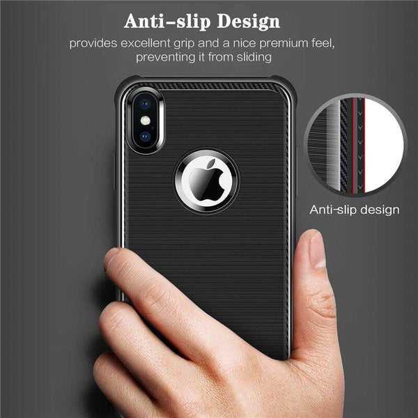 New Luxury Brushed Carbon Fiber Anti-Slip Cover Protective Phone Case For iPhone X XS Max XR