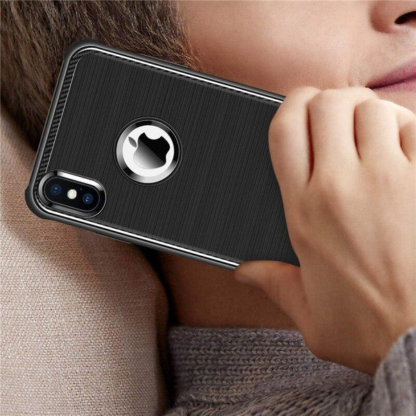 New Luxury Brushed Carbon Fiber Anti-Slip Cover Protective Phone Case For iPhone X XS Max XR