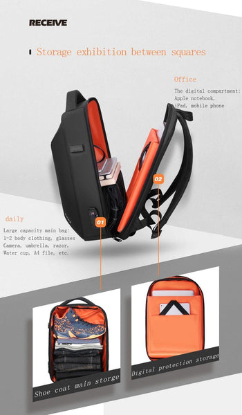 New TSA Lock Anti-Theft Men 15.6 Inch Laptop Backpack USB Charging Business Water-Repellent Casual Travel Backpack