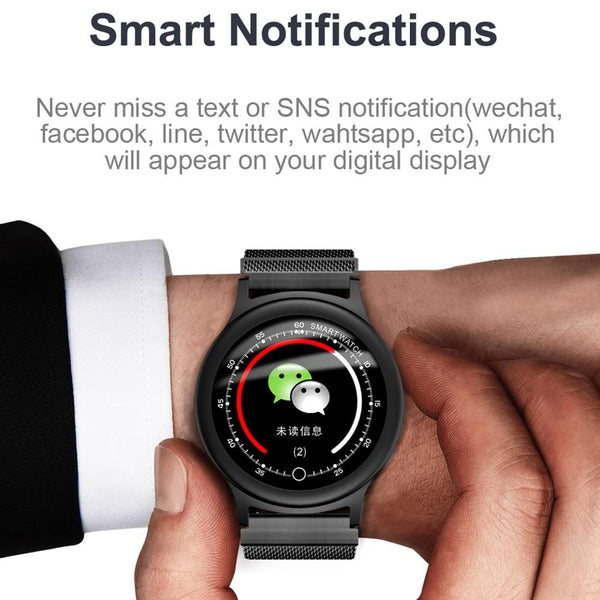 New Smart Watch Men Metal Strap IP68 Waterproof Heart Rate Blood Pressure Monitor SMS Notifications Smartwatch